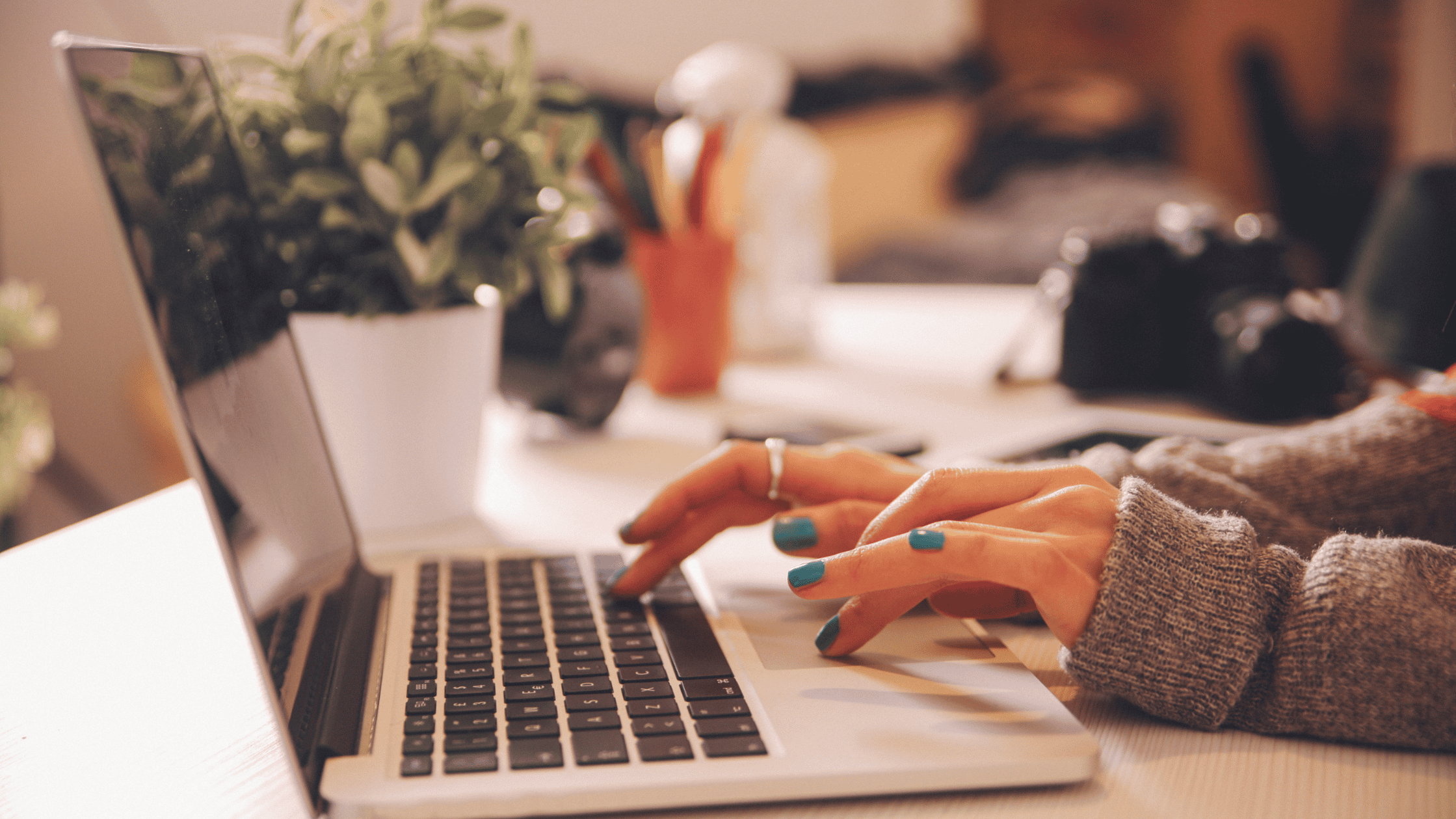 woman using computer