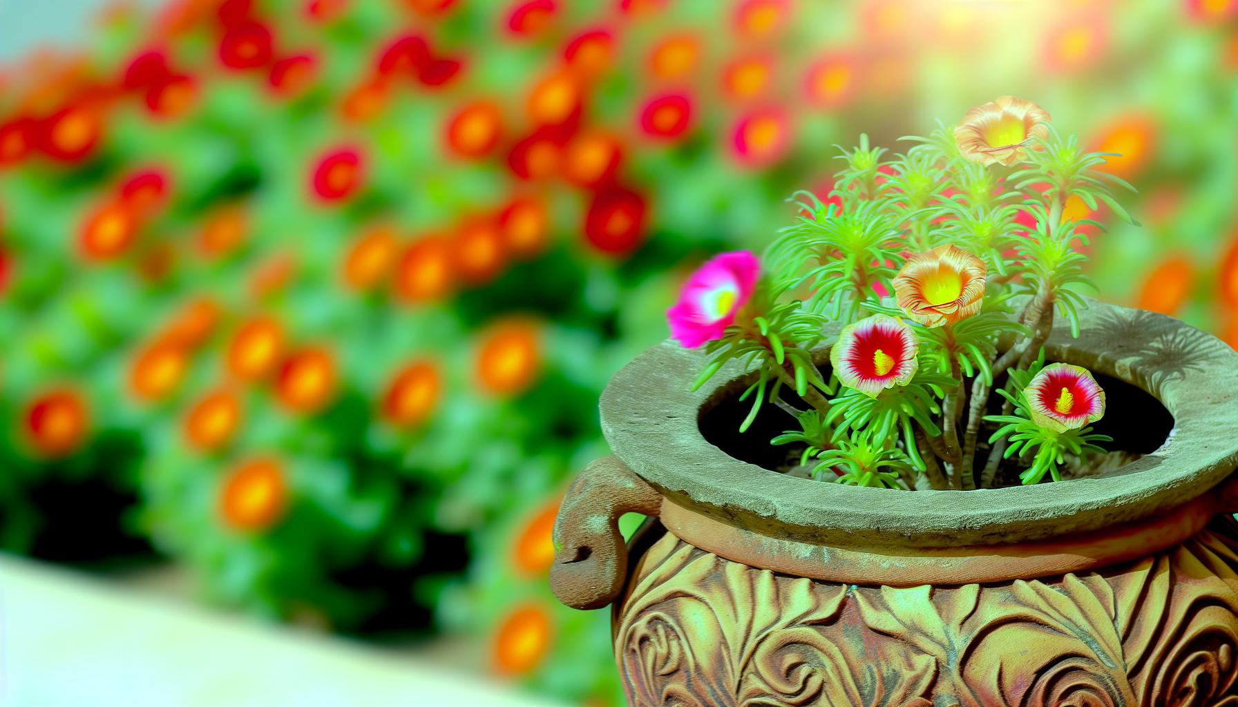 a flower growing in a ceramic pot