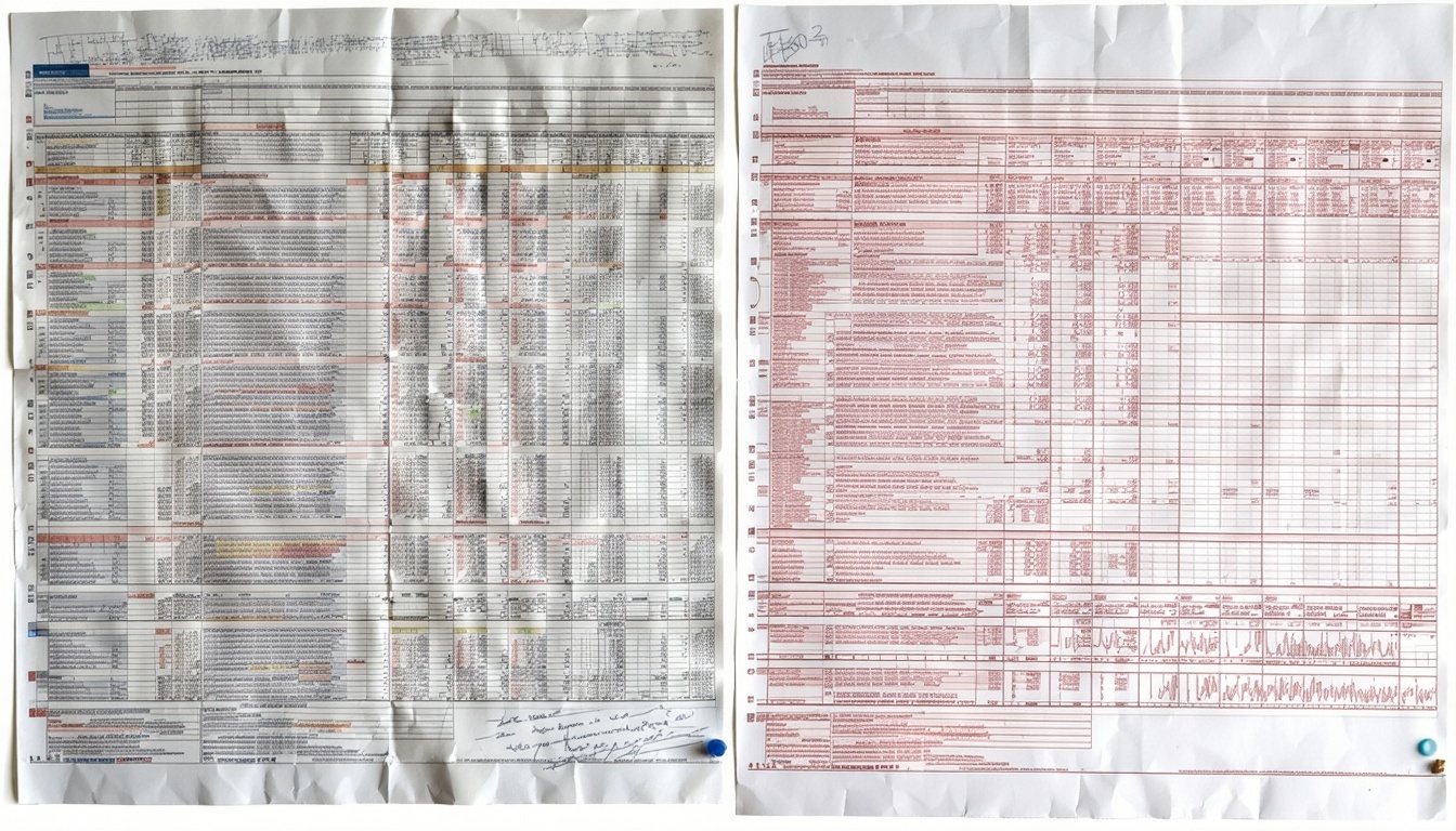 a printed old spreadsheet